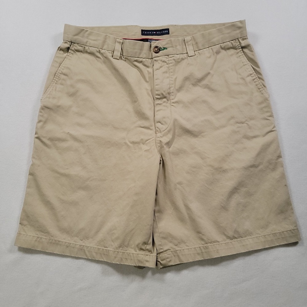 Tommy Hilfiger Men Shorts 36 Khaki Chino Vintage Y2K Cotton Logo Preppy
